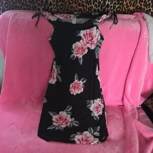 Floral Black Dress with Pink Flowers.